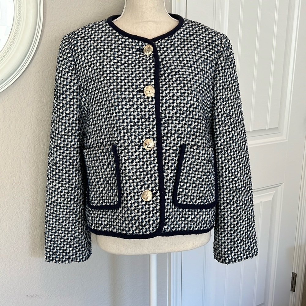 kate spade Black and White Tweed Button Front Jacket